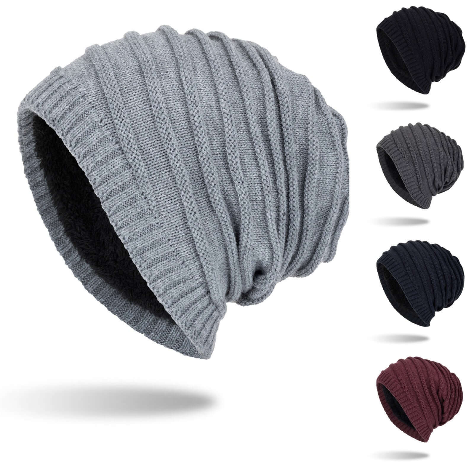 Twist Knit Slouch Beanie (Fleece Lined) Image