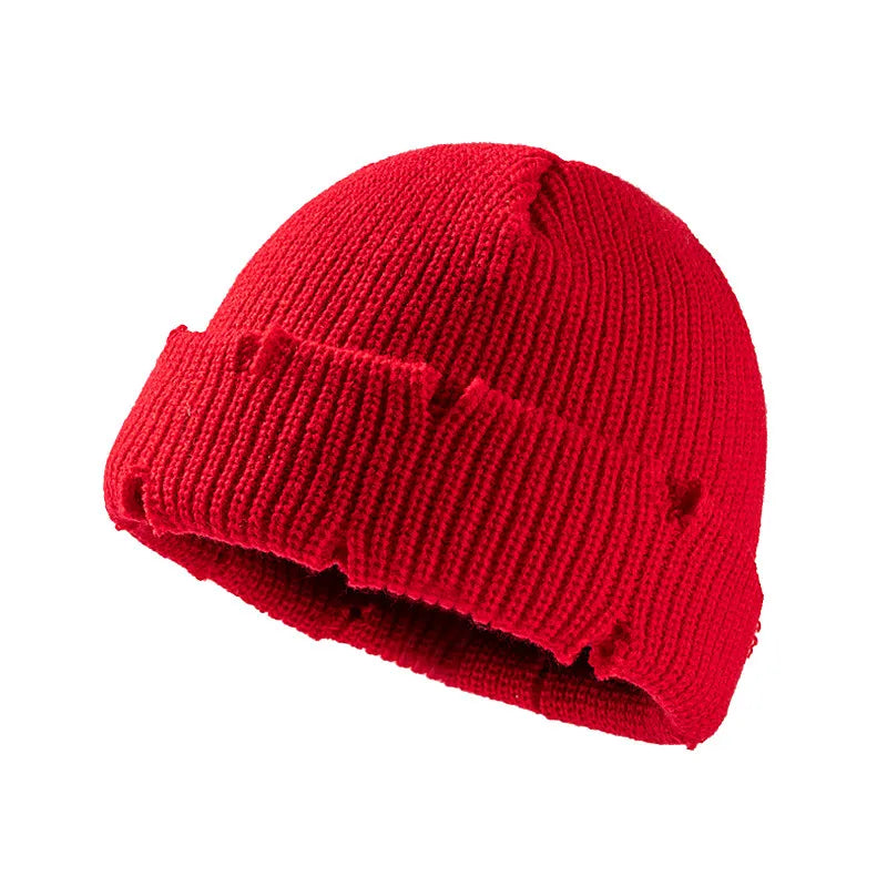 Distressed Knitted Fisherman Beanie Cap
